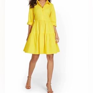 Yellow Poplin Dress-Cheerful Yellow